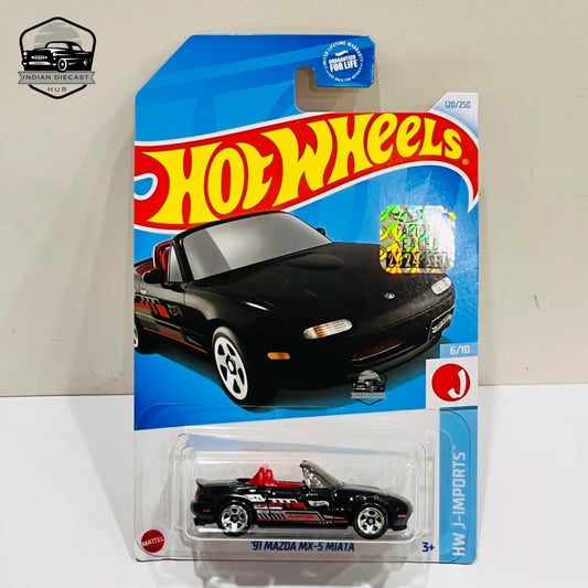 HotWheels 91 Mazda MX-5 Miata  2024 Factory Sealed Card  Imported  1-64 Scale  Black