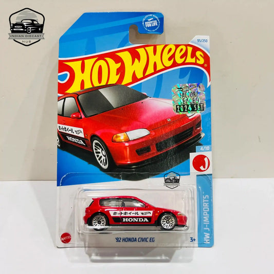 HotWheels 92 Honda Civic EG  2024 Factory Sealed Card  Imported  1-64 Scale  Red