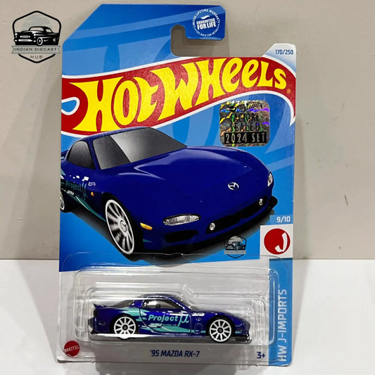 HotWheels 95 Mazda RX-7  2024 Factory Sealed Card  Imported  1-64 Scale  Blue