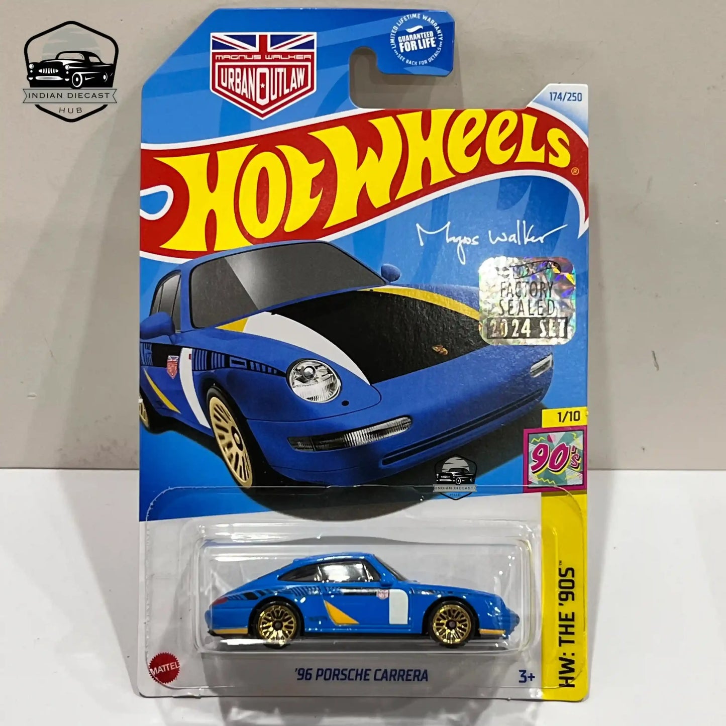 HotWheels 96 Porsche Carrera  2024 Factory Sealed Card  Imported  1-64 Scale  Blue