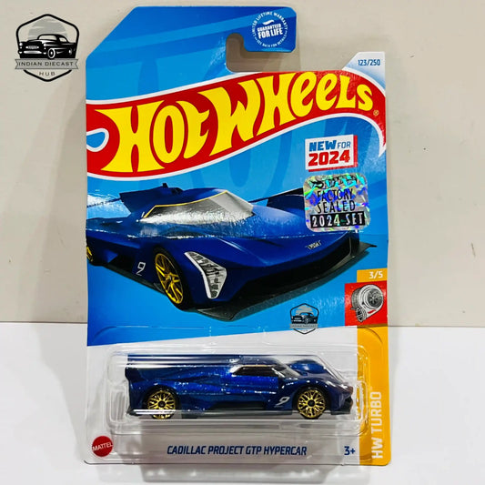 HotWheels Cadillac Project GTP Hypercar (New Model)  2024 Factory Sealed Card  Imported  1-64 Scale  Blue