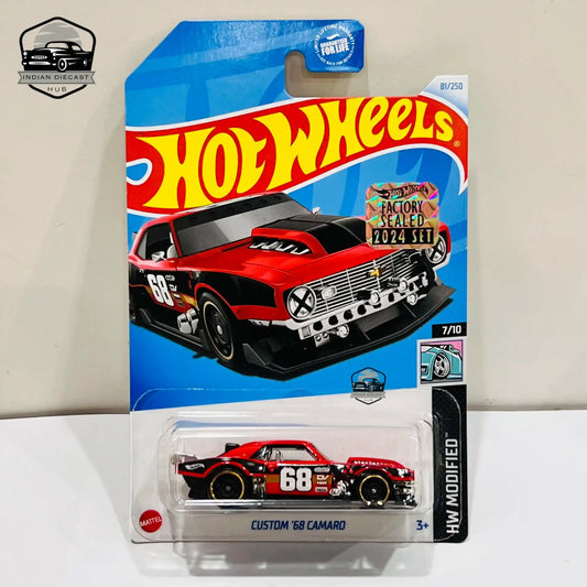 Hot Wheels Custom ’68 Camaro – 2024 Factory Sealed Card – – 1-64 Scale – Red and Black - 1:64 Diecast Car