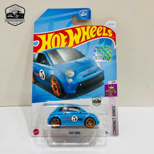 HotWheels Fiat 500e  2024 Factory Sealed Card  Imported  1-64 Scale  Blue