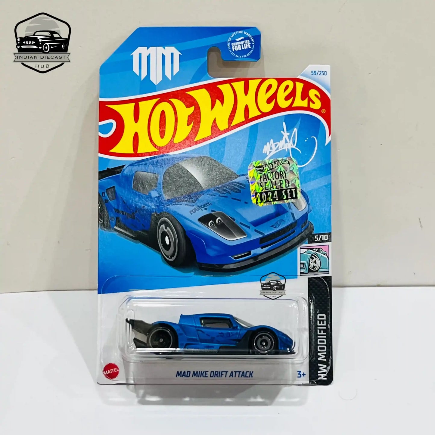 Hot Wheels Mad Mike Drift Attack – 2024 Factory Sealed Card – – 1-64 Scale – Blue - 1:64 Diecast Car
