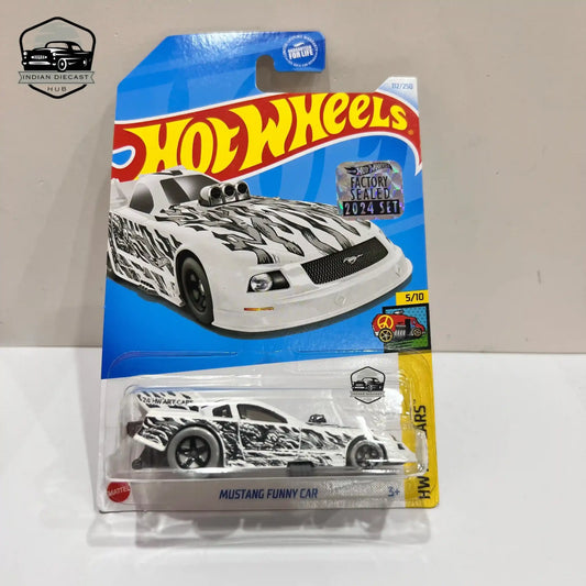 Hot Wheels Mustang Funny Car – 2024 Factory Sealed Card – Imported – 1-64 Scale – White