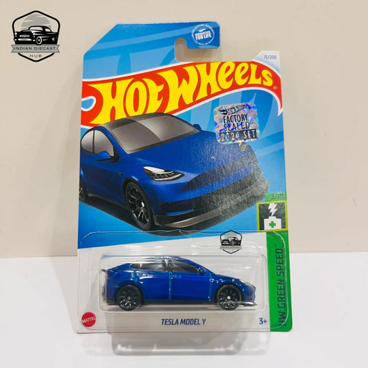 Hot Wheels Tesla Model Y – 2024 Factory Sealed Card – Imported – 1-64 Scale – Blue