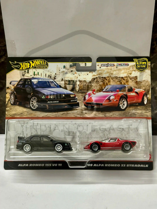 HOT WHEELS PREMIUM TWIN PACK ALFA ROMEO 155 V6 TI | '69 ALFA ROMEO 33 STRADALE