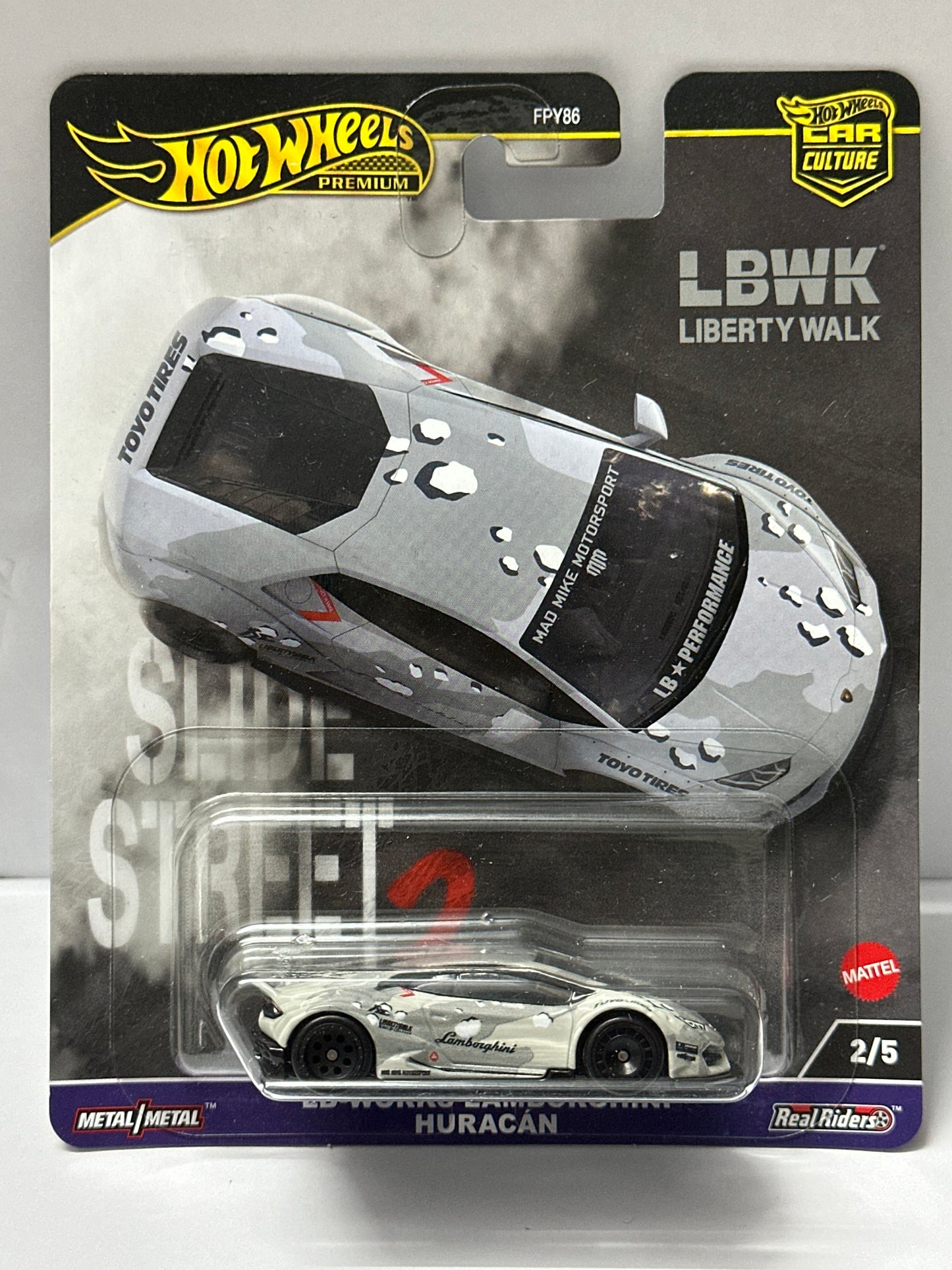 HOT WHEELS PREMIUM SLIDE STREET 2 LB-WORKS LAMBORGHINI HURACAN