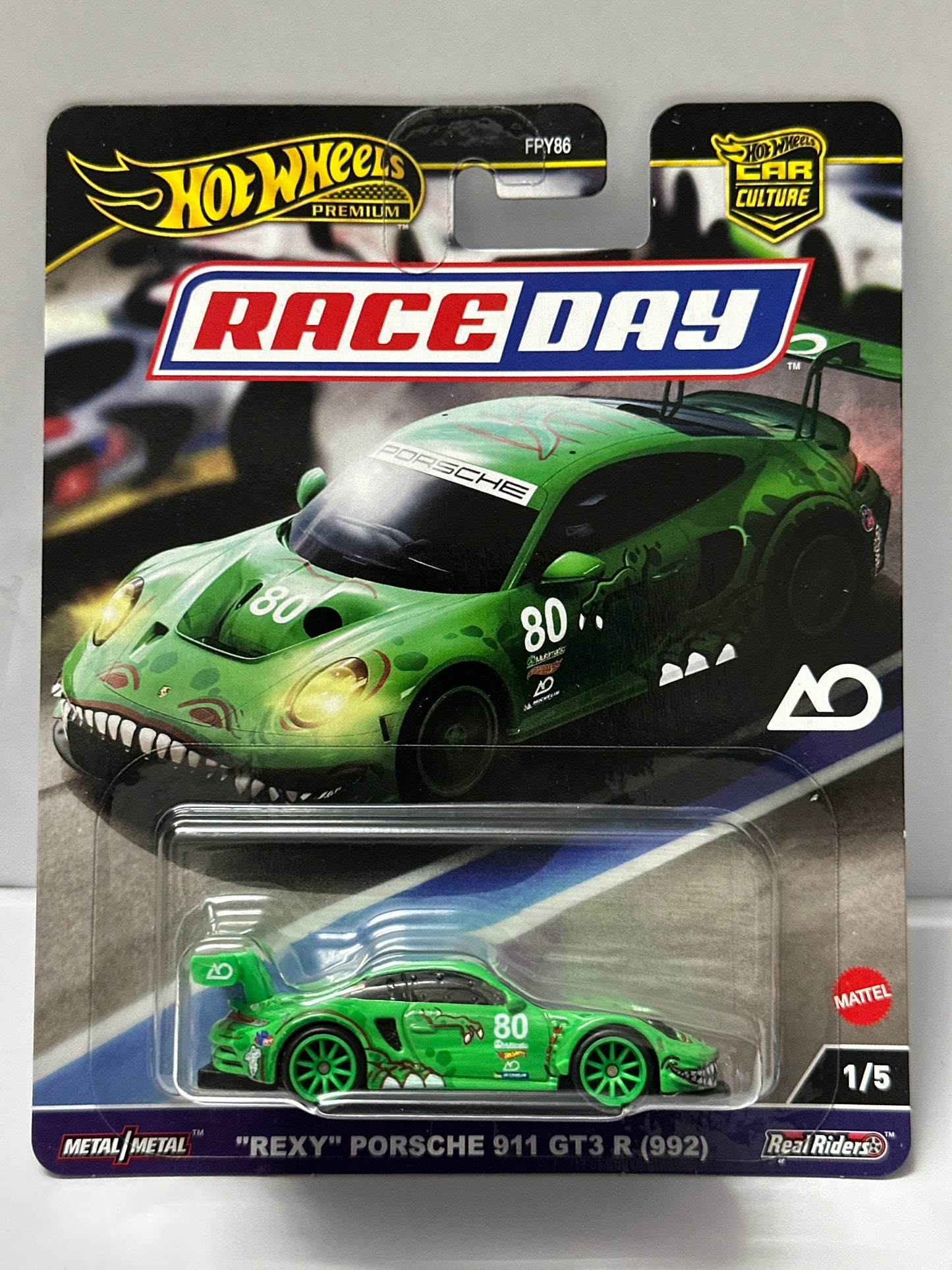 HOT WHEELS PREMIUM RACE DAY "REXY" PORSCHE 911 GT3 R (WITH PROTECTOR)