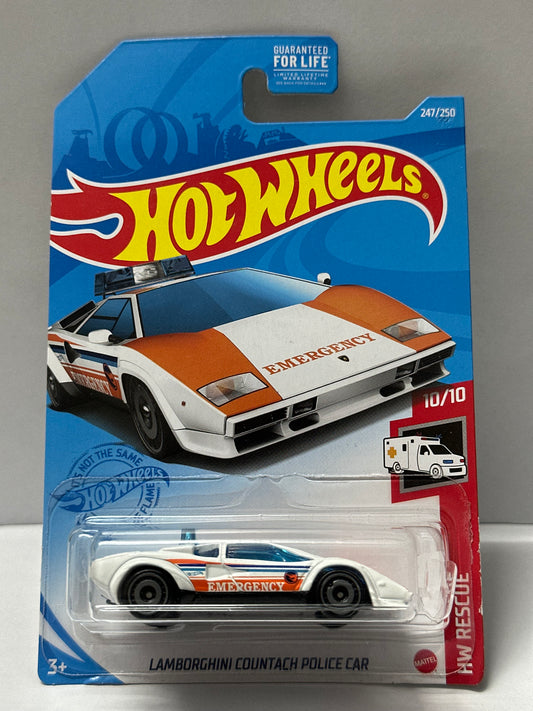 HOT WHEELS TREASURE HUNT LAMBOGHINI COUNTACH POLICE CAR (BLISTER CRACK)