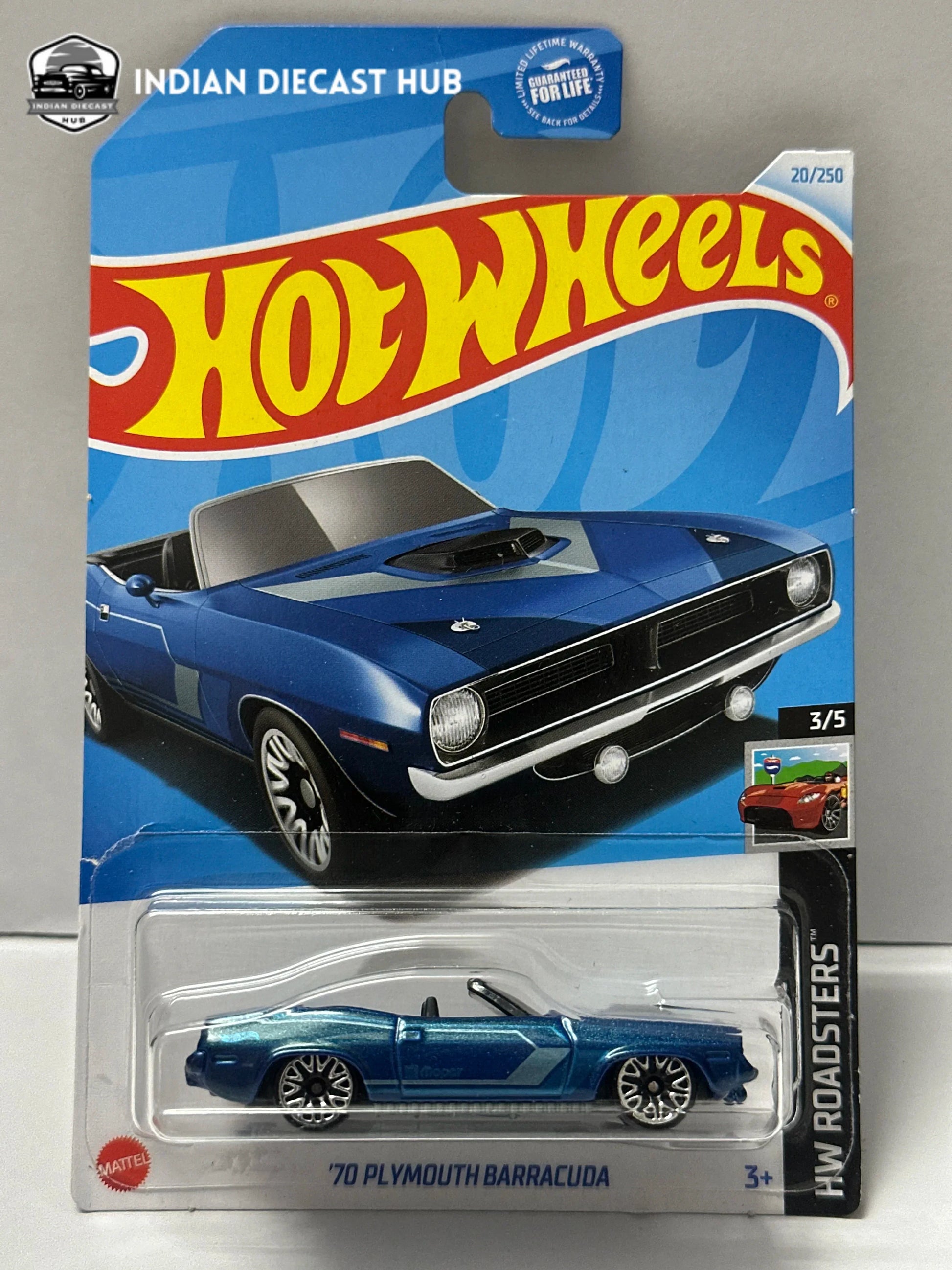 1970 Plymouth Barracuda HW Roadsters (Blue) - Hot Wheels Racing Cars