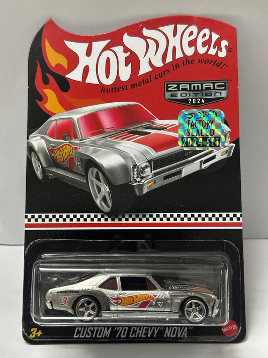 Hot Wheels Custom 70 Chevy Nova  2024 ZAMAC Edition  Factory Sealed Set  1:64 Scale